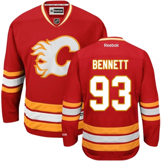 Men's Reebok Calgary Flames 93 Sam Bennett Authentic Red Third NHL Jersey