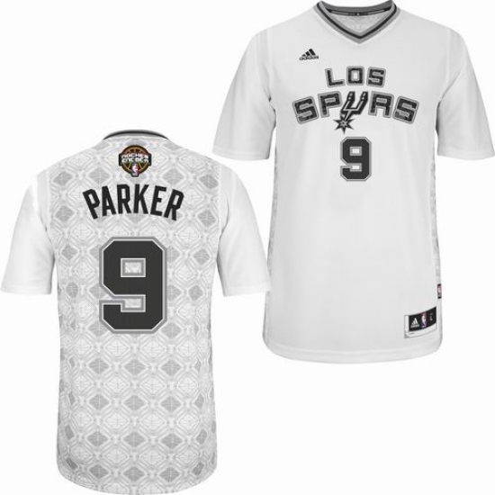 Men's Adidas San Antonio Spurs 9 Tony Parker Authentic White New Latin Nights NBA Jersey