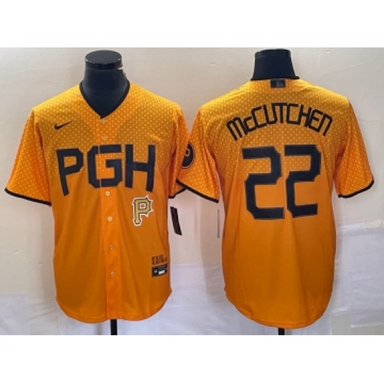 Men's Nike Pittsburgh Pirates 22 Andrew McCutchen Gold 2023 City Connect Stitched Jersey