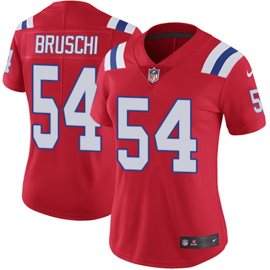 Women's Nike New England Patriots 54 Tedy Bruschi Red Alternate Vapor Untouchable Limited Player NFL Jersey