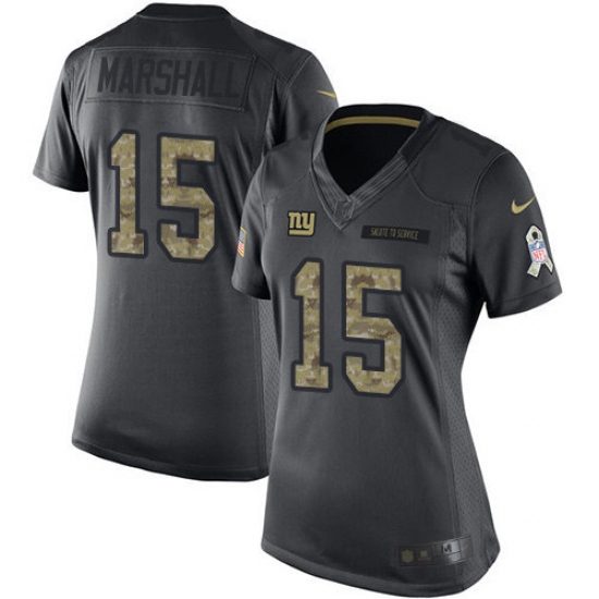 Women's Nike New York Giants 15 Brandon Marshall Limited Black 2016 Salute to Service NFL Jersey