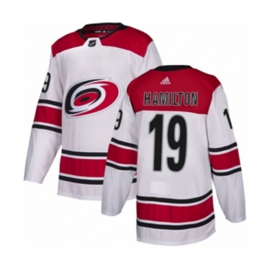 Youth Adidas Carolina Hurricanes 19 Dougie Hamilton Authentic White Away NHL Jersey