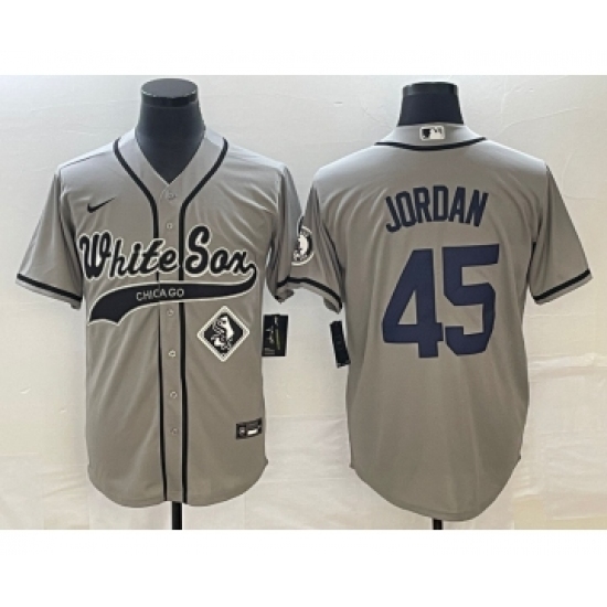 Men's Chicago White Sox 45 Michael Jordan Grey Cool Base Stitched Baseball Jersey