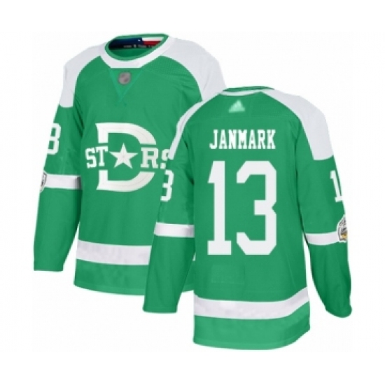 Men's Dallas Stars 13 Mattias Janmark Authentic Green 2020 Winter Classic Hockey Jersey