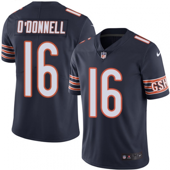 Youth Nike Chicago Bears 16 Pat O'Donnell Navy Blue Team Color Vapor Untouchable Limited Player NFL Jersey