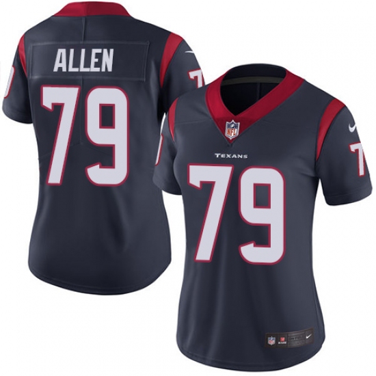 Women's Nike Houston Texans 79 Jeff Allen Elite Navy Blue Team Color NFL Jersey