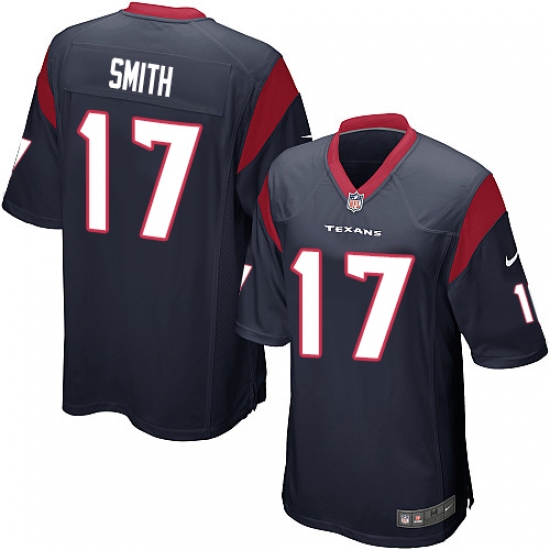 Men's Nike Houston Texans 17 Vyncint Smith Game Navy Blue Team Color NFL Jersey