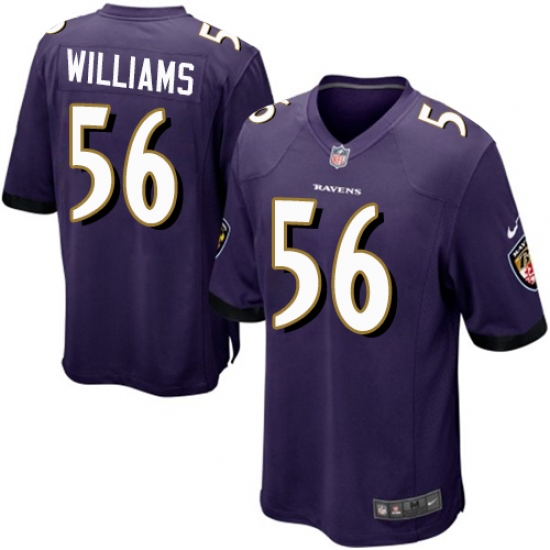 Men's Nike Baltimore Ravens 56 Tim Williams Game Purple Team Color NFL Jersey