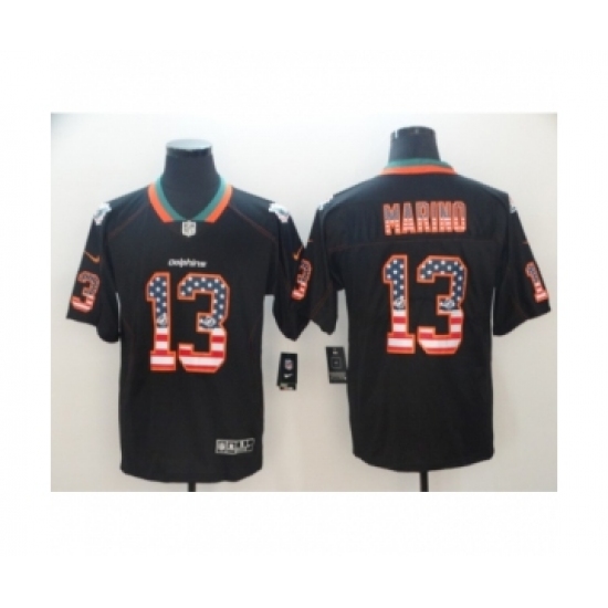 Men's Nike Miami Dolphins 13 Dan Marino Limited Black Rush USA Flag NFL Jersey