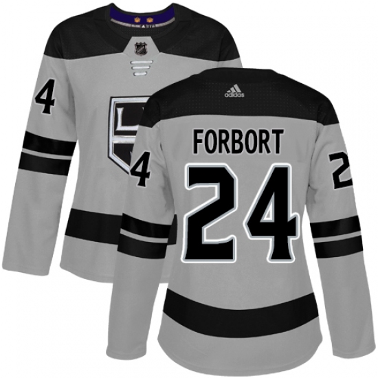 Women's Adidas Los Angeles Kings 24 Derek Forbort Authentic Gray Alternate NHL Jersey