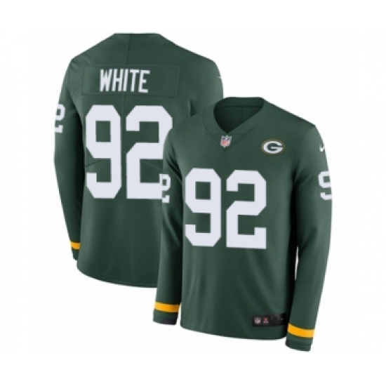 Men's Nike Green Bay Packers 92 Reggie White Limited Green Therma Long Sleeve NFL Jersey