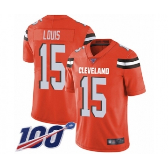 Men's Cleveland Browns 15 Ricardo Louis Orange Alternate Vapor Untouchable Limited Player 100th Season Football Jersey