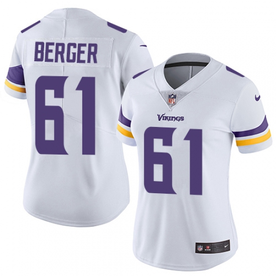 Women's Nike Minnesota Vikings 61 Joe Berger White Vapor Untouchable Limited Player NFL Jersey