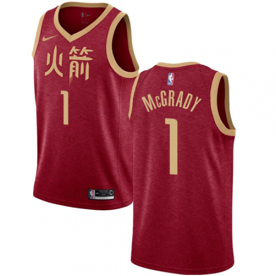 Men's Nike Houston Rockets 1 Tracy McGrady Swingman Red NBA Jersey - 2018 19 City Edition