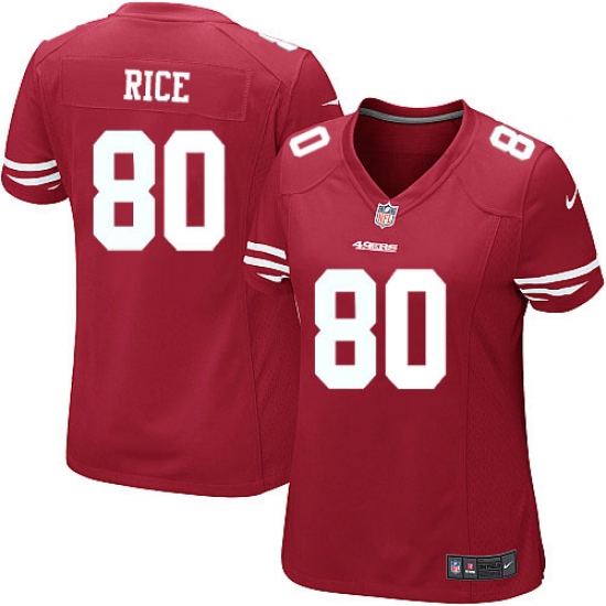 Women's Nike San Francisco 49ers 80 Jerry Rice Game Red Team Color NFL Jersey