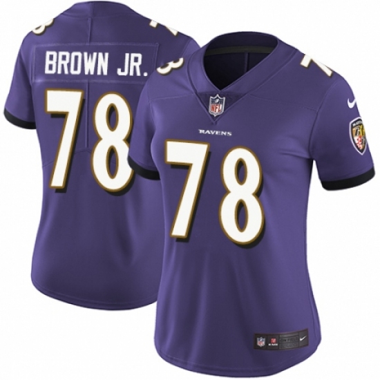 Women's Nike Baltimore Ravens 78 Orlando Brown Jr. Purple Team Color Vapor Untouchable Limited Player NFL Jersey