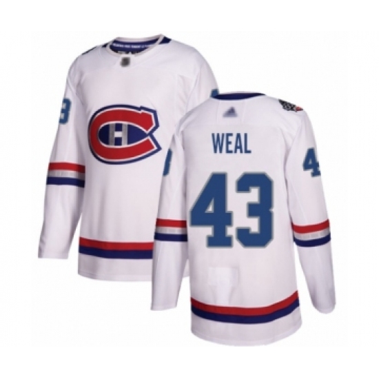 Youth Montreal Canadiens 43 Jordan Weal Authentic White 2017 100 Classic Hockey Jersey