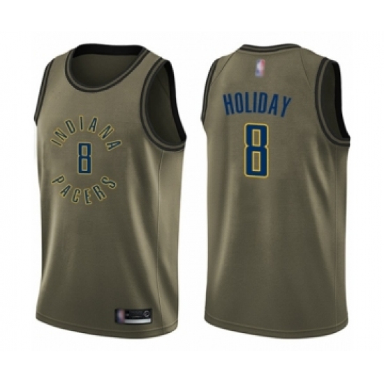 Men's Indiana Pacers 8 Justin Holiday Swingman Green Salute to Service Basketball Jersey