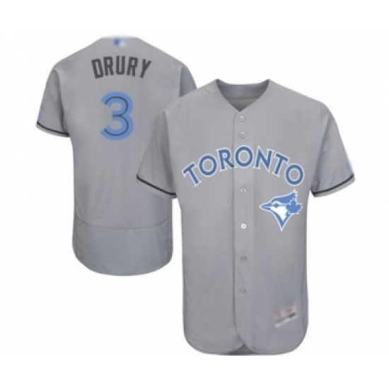 Men's Toronto Blue Jays 3 Brandon Drury Authentic Gray 2016 Father's Day Fashion Flex Base Baseball Player Jersey