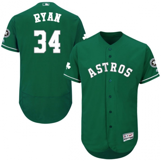 Men's Majestic Houston Astros 34 Nolan Ryan Green Celtic Flexbase Authentic Collection MLB Jersey