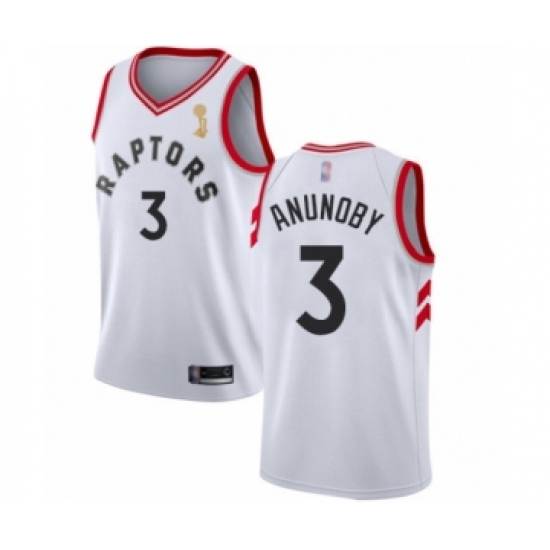 Youth Toronto Raptors 3 OG Anunoby Swingman White 2019 Basketball Finals Champions Jersey - Association Edition