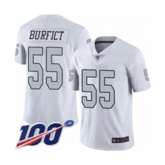 Men's Oakland Raiders 55 Vontaze Burfict Limited White Rush Vapor Untouchable 100th Season Football Jersey