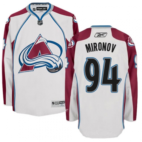 Women's Reebok Colorado Avalanche 94 Andrei Mironov Authentic White Away NHL Jersey