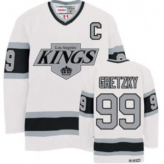 Men's CCM Los Angeles Kings 99 Wayne Gretzky Premier White Throwback NHL Jersey