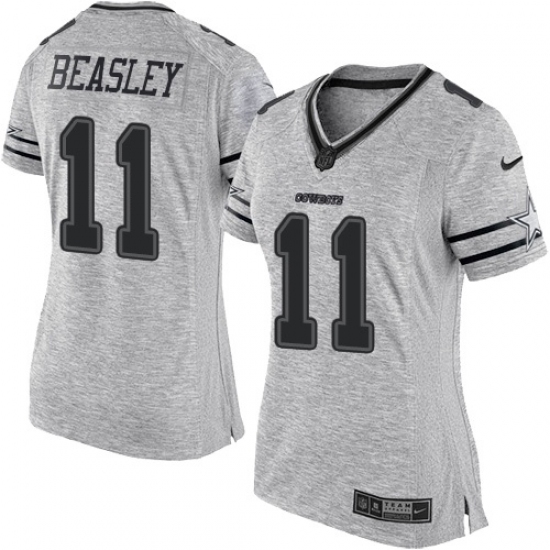 Women's Nike Dallas Cowboys 11 Cole Beasley Limited Gray Gridiron II NFL Jersey