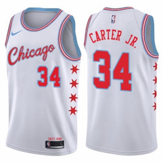 Men's Nike Chicago Bulls 34 Wendell Carter Jr. Swingman White NBA Jersey - City Edition