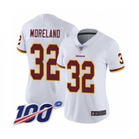 Women's Washington Redskins 32 Jimmy Moreland White Vapor Untouchable Limited Player 100th Season Football Jersey