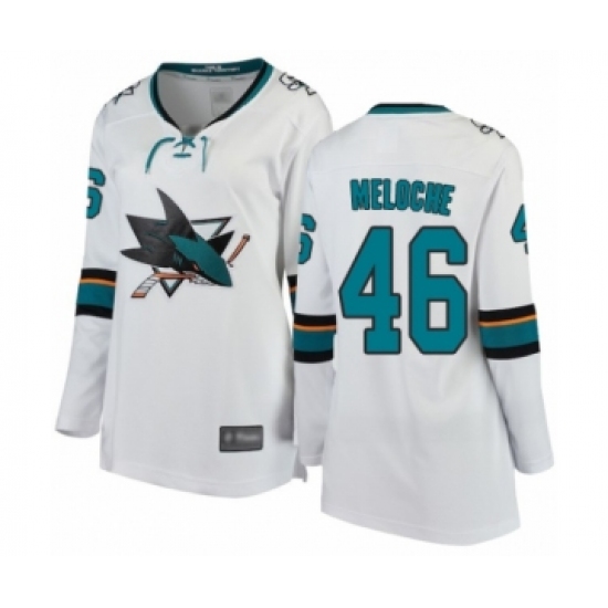 Women's San Jose Sharks 46 Nicolas Meloche Fanatics Branded White Away Breakaway Hockey Jersey