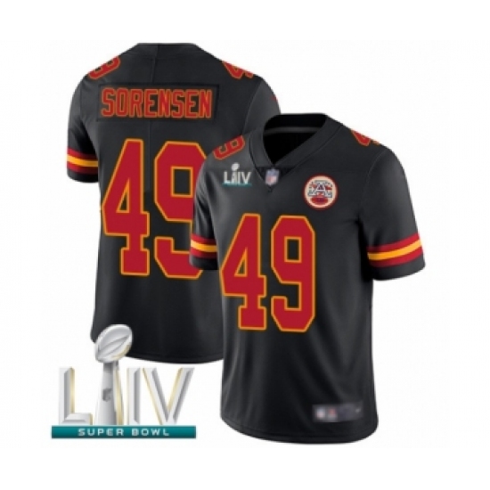Men's Kansas City Chiefs 49 Daniel Sorensen Limited Black Rush Vapor Untouchable Super Bowl LIV Bound Football Jersey
