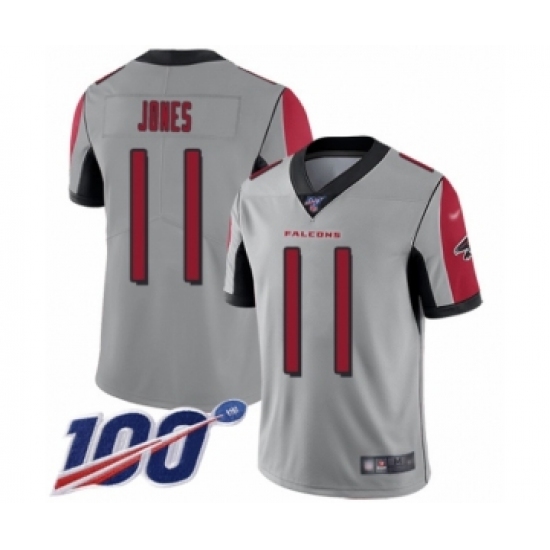 Youth Atlanta Falcons 11 Julio Jones Limited Silver Inverted Legend 100th Season Football Jersey