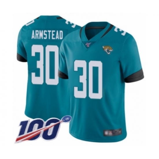 Men's Jacksonville Jaguars 30 Ryquell Armstead Teal Green Alternate Vapor Untouchable Limited Player 100th Season Football Jersey