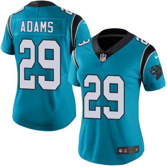 Women's Nike Carolina Panthers 29 Mike Adams Limited Blue Rush Vapor Untouchable NFL Jersey