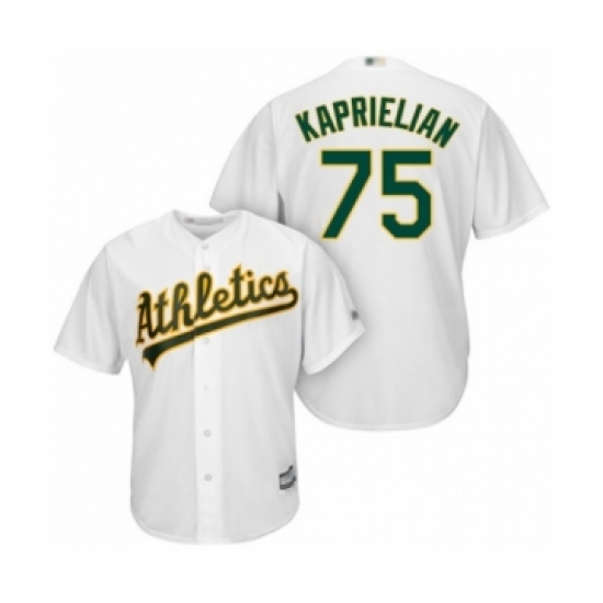 Youth Oakland Athletics 75 James Kaprielian Authentic White Home Cool Base Baseball Player Jersey