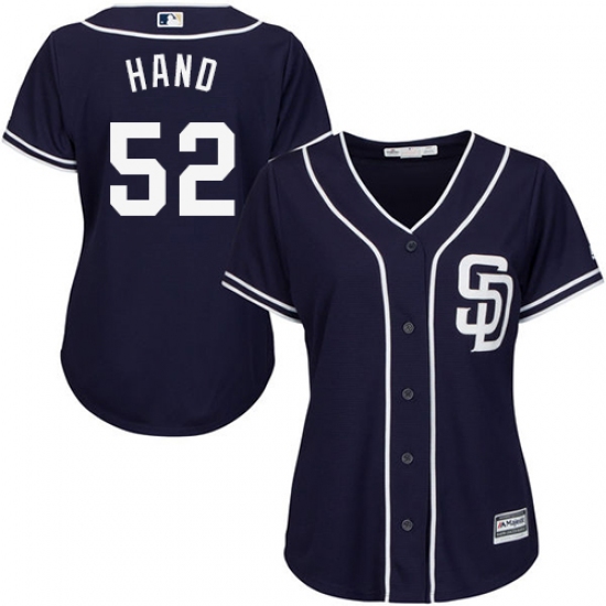 Women's Majestic San Diego Padres 52 Brad Hand Replica Navy Blue Alternate 1 Cool Base MLB Jersey