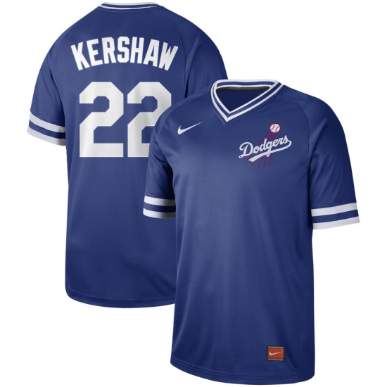 Men's Nike Los Angeles Dodgers 22 Clayton Kershaw Cooperstown Collection Legend V-Neck Jersey Royal