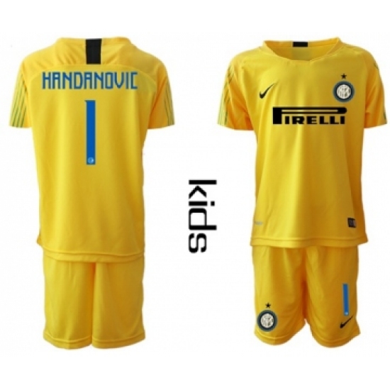 Inter Milan 1 Handanovic Yellow Goalkeeper Kid Soccer Club Jersey