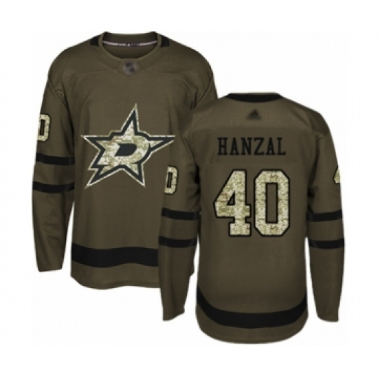 Youth Dallas Stars 40 Martin Hanzal Authentic Green Salute to Service Hockey Jersey