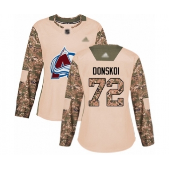 Women's Colorado Avalanche 72 Joonas Donskoi Authentic Camo Veterans Day Practice Hockey Jersey