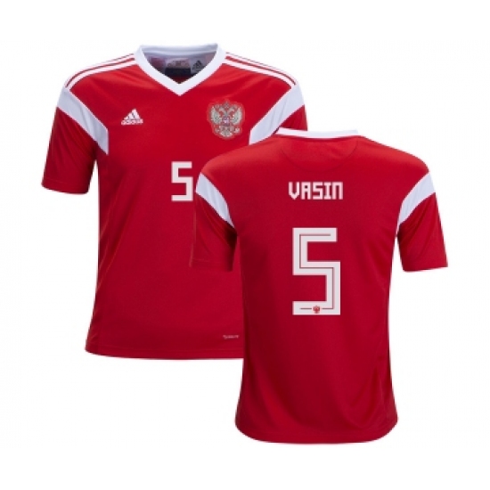 Russia 5 Vasin Home Kid Soccer Country Jersey