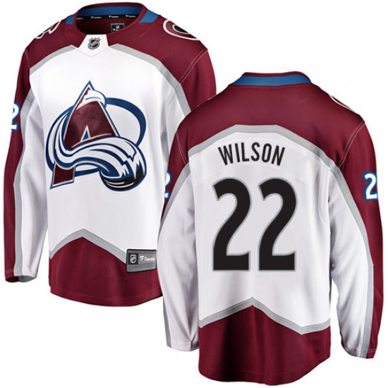 Men's Colorado Avalanche 22 Colin Wilson Fanatics Branded White Away Breakaway NHL Jersey