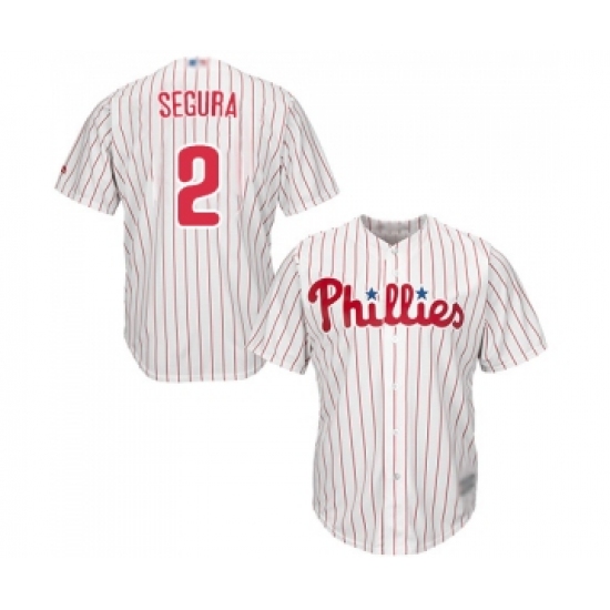 Men's Philadelphia Phillies 2 Jean Segura Replica White Red Strip Home Cool Base Baseball Jersey