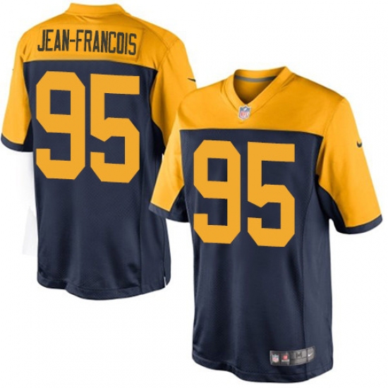 Youth Nike Green Bay Packers 95 Ricky Jean-Francois Limited Navy Blue Alternate NFL Jersey