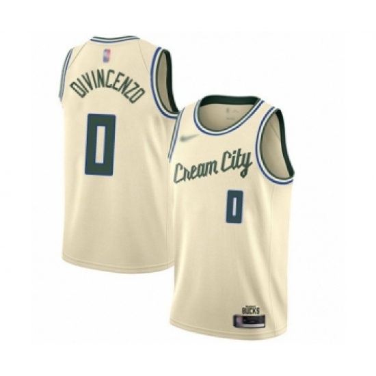 Youth Milwaukee Bucks 0 Donte DiVincenzo Swingman Cream Basketball Jersey - 2019 20 City Edition