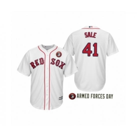 Youth 2019 Armed Forces Day Chris Sale 41 Boston Red Sox White Jersey