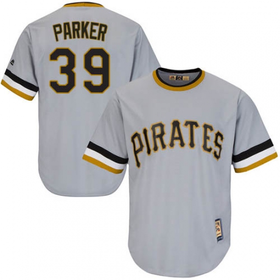 Men's Majestic Pittsburgh Pirates 39 Dave Parker Replica Grey Cooperstown Throwback MLB Jersey