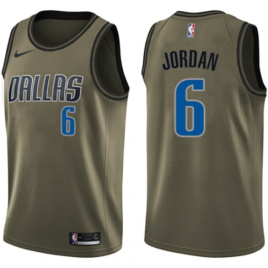 Youth Nike Dallas Mavericks 6 DeAndre Jordan Swingman Green Salute to Service NBA Jersey